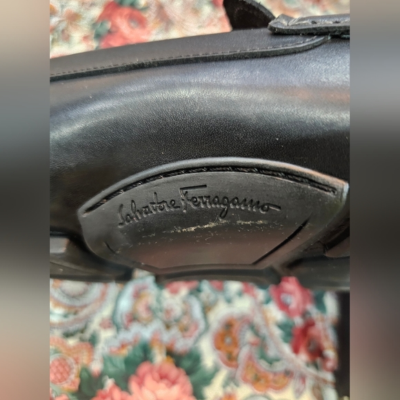 Men\'s Salvatore Ferragamo Black Leather Gancini Bit Loafers Size 9